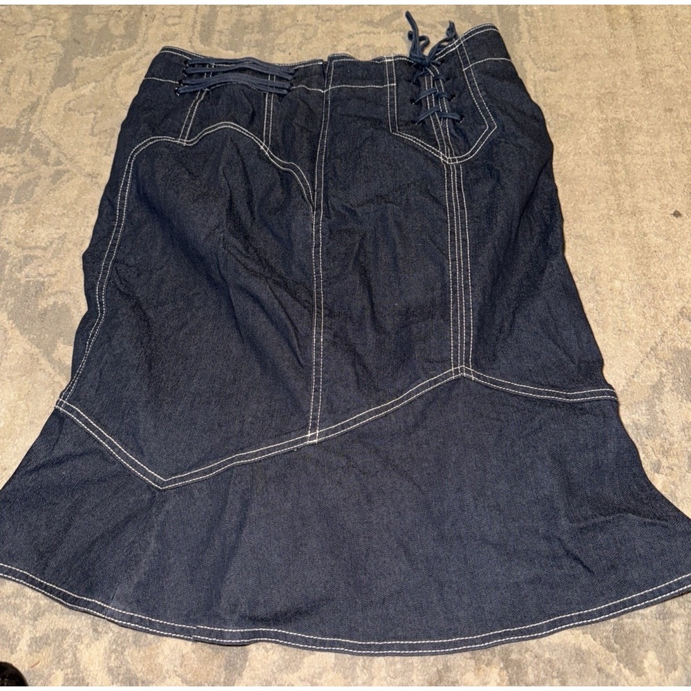 Work to Weekend Blue Tie Skirt‎ sz 6 Knee Length